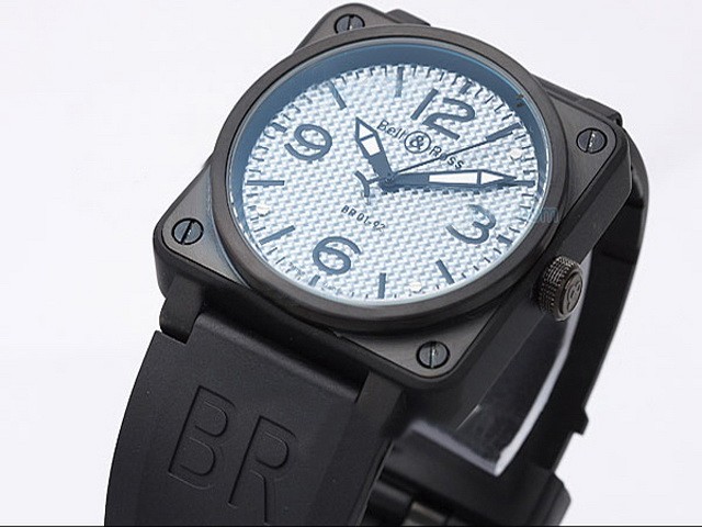 Bell&Ross Black Case with White Dial and Grey Marking Montre