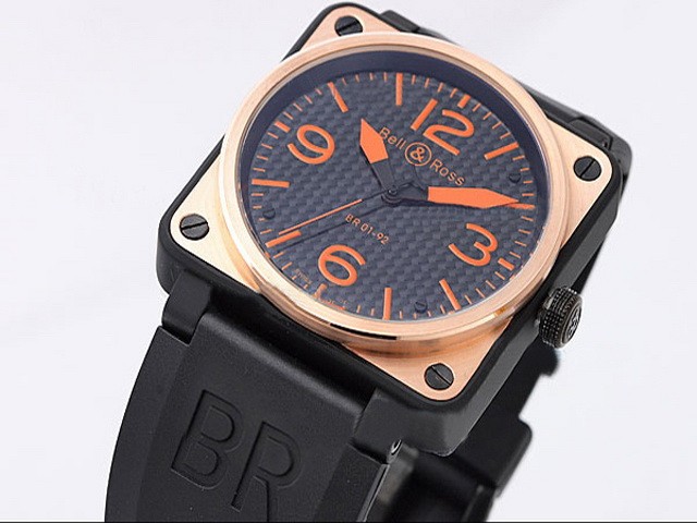 Bell&Ross Rose Gold Case with Black Dial and Orange Marking Montre Bell&Ross Rose Gold Case with Black Dial and Orange Marking Montre