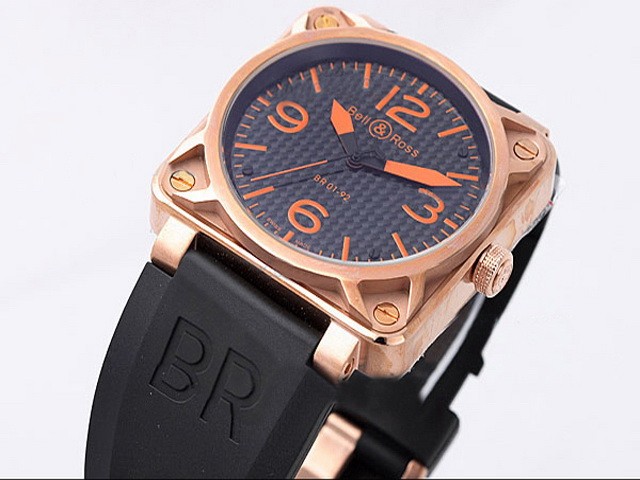 Bell&Ross Rose Gold Case with Black Dial and Orange Marking Montre Bell&Ross Rose Gold Case with Black Dial and Orange Marking Montre