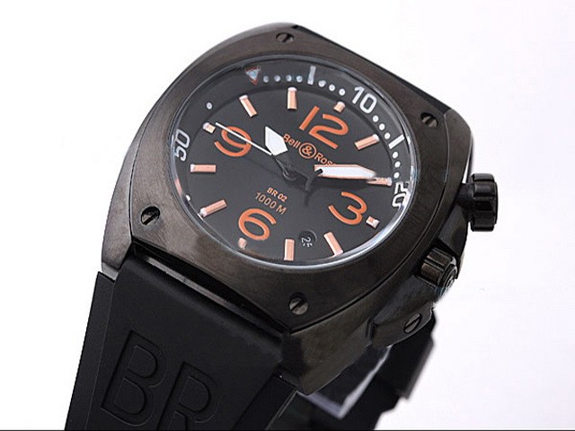 Bell&Ross PVD case with Black Dial and Orange Marking Montre