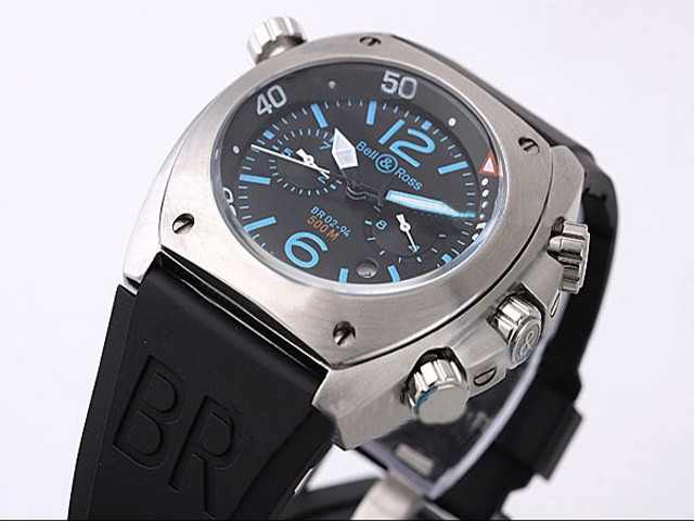 Bell&Ross Sliver Case with Black Dial and Blue Marking Montre Bell&Ross Sliver Case with Black Dial and Blue Marking Montre