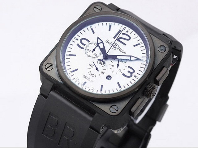 Bell&Ross PVD Case with White Dial and Blue Marking Montre