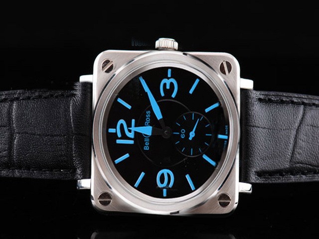Bell&Ross Black Dial with Silver Case and Black Leather Strap-New Model Montre