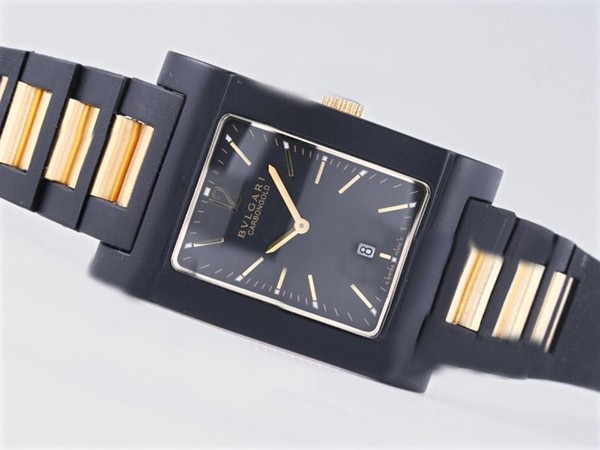 Bvlgari PVD Case with Black Dial-Gold/PVD Strap Montre