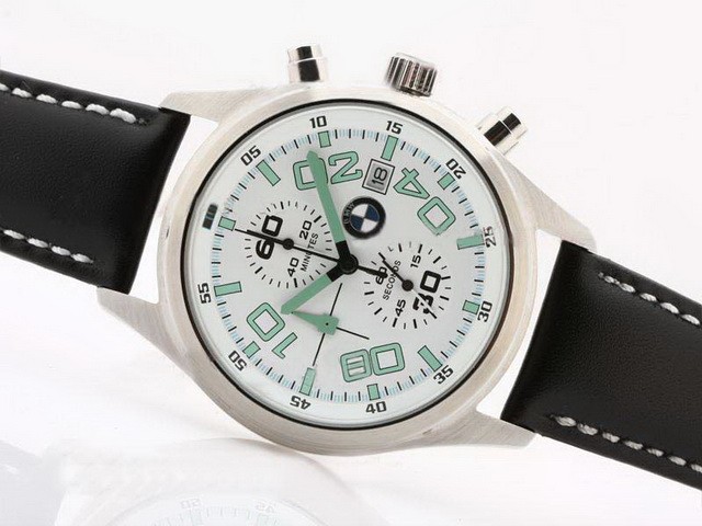 BMW White Dial with Green Marking Montre