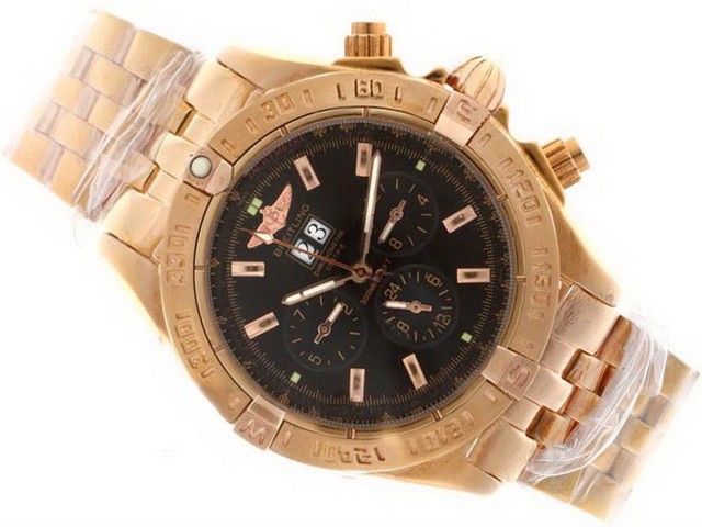 Breitling Chronograph Automatic Full Rose Gold with Black Dial Montre