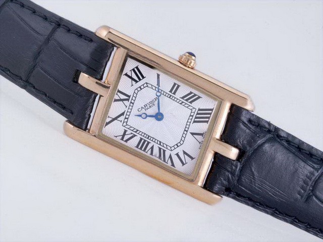 Cartier Classic White Dial and Black Strap-Lady Size Montre