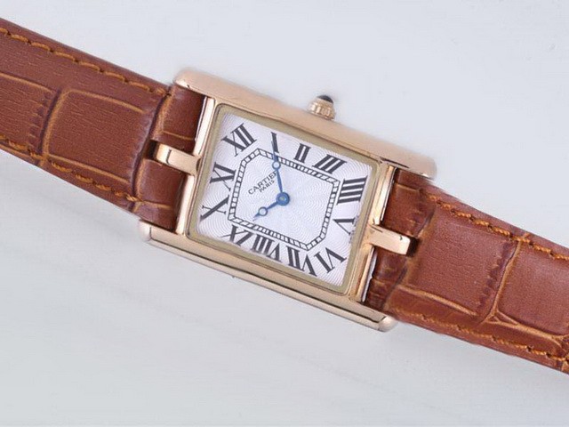 Cartier Classic White Dial and Brown Strap-Lady Size Montre