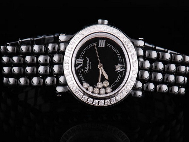 Chopard Black Dial and Diamond Bezel Montre