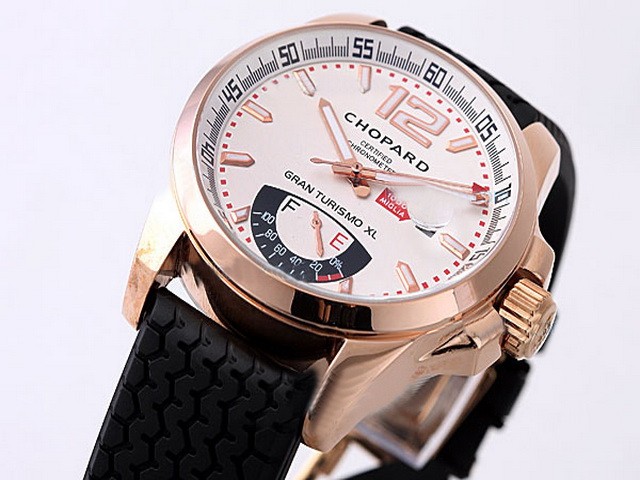 Chopard Beige Dial and Black Rubber Strap Montre