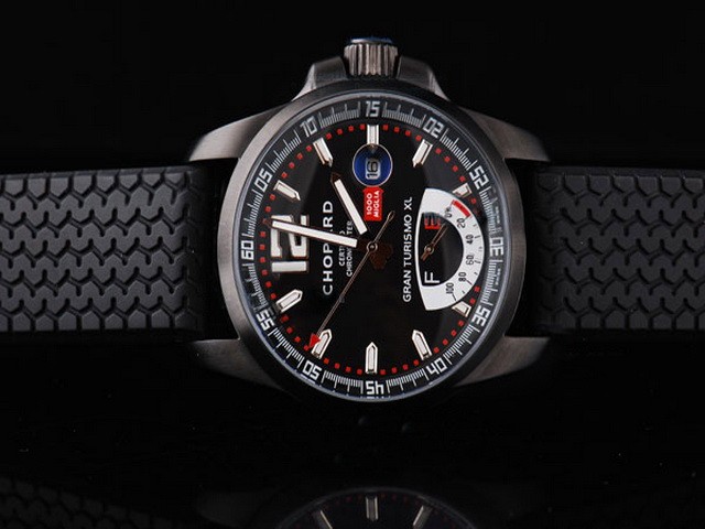 Chopard Black Dial and PVD Case-Rubber Strap Montre