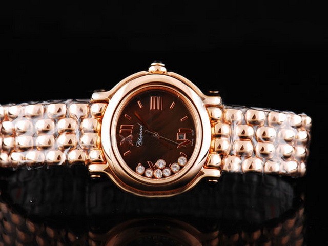 Chopard Black Dial and Rose Gold Case-SSStrap Montre