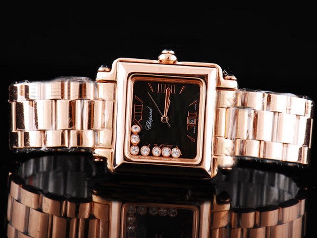 Chopard Black Dial and Silver Square Case-SSband Montre
