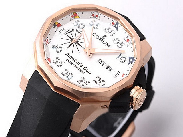 Corum Automatic Movement Rose Gold Case and Bezel with White Dial Montre