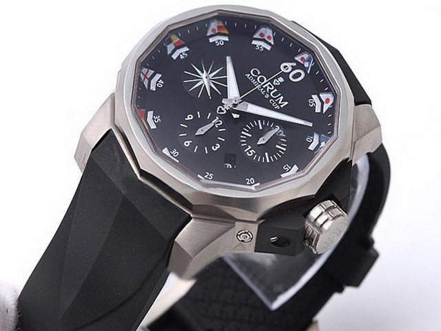 Corum Asia Valjoux 7750 Automatic Movement with Black Dial and rubber strap Montre