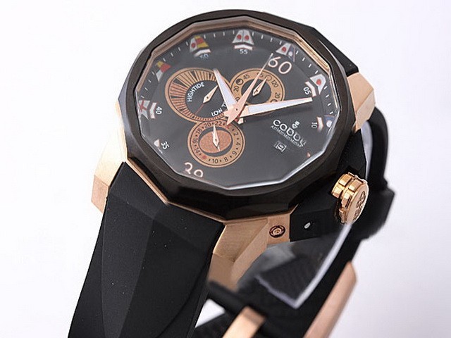 Corum Automatic Movement PVD Bezel Rose Gold Case with Black Dial Montre