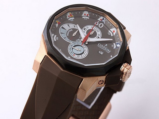 Corum Automatic Movement PVD Bezel Rose Gold Case with Black Dial Montre