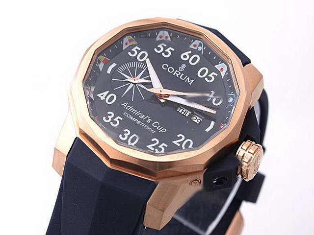 Corum Automatic Movement Rose Gold Case and Bezel with Blue Dial Montre