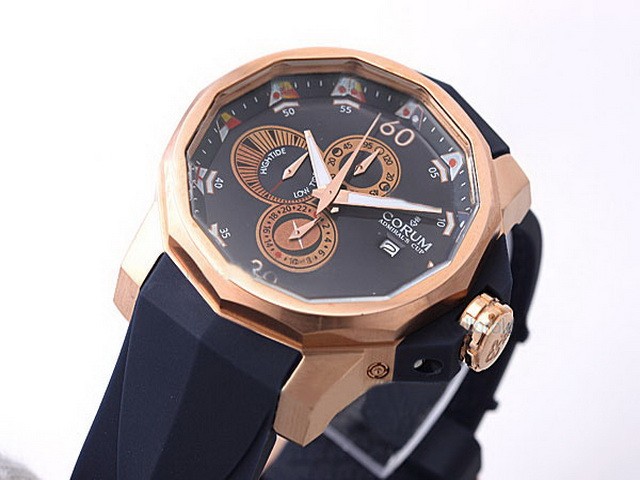 Corum Automatic Movement Rose Gold Case and Bezel with Blue Dial Montre