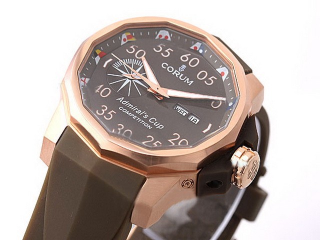 Corum Automatic Movement Rose Gold Case and Bezel with Gray Dial Montre