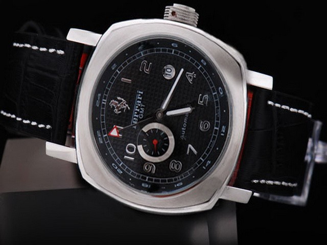 Ferrari Black Dial and Black Leather Strap Montre