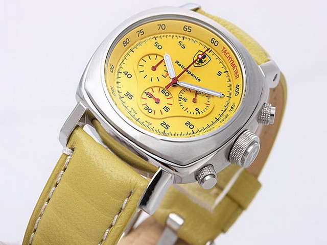Ferrari Yellow Dial and Yellow Leather Strap-New Version Montre