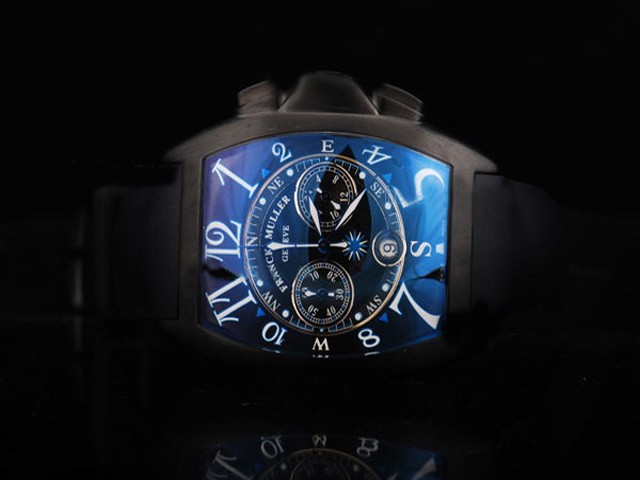 Franck Muller PVD Case with Black Dial and White Numeral Marker-Black Rubber Strap Montre
