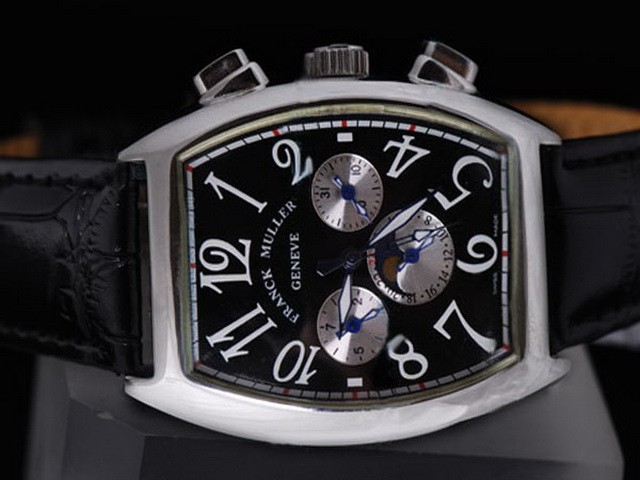 Franck Muller Full Black With White Bezel- Moonphase Dial Montre