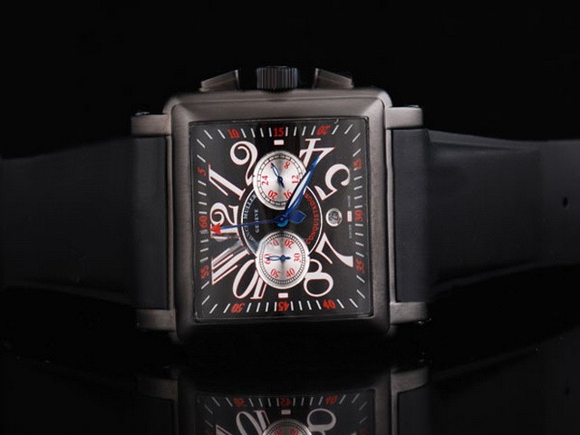 Franck Muller PVD Case with Black Dial and White Numeral Marker-Black Rubber Strap Montre