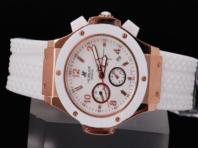 Hublot Full White with Rose Golden Bezel Montre