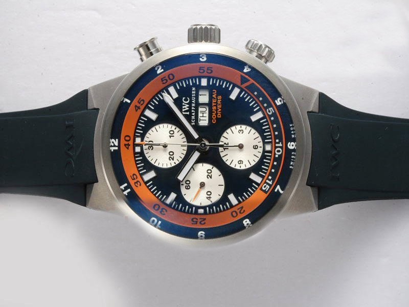 IWC Cousteau Divers Blue Dial with AR Coating-Rubber Strap Montre