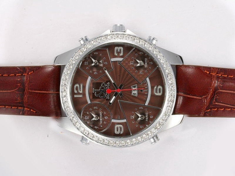 Jacob & Co Diamond BezelBrown Dial Strap Montre