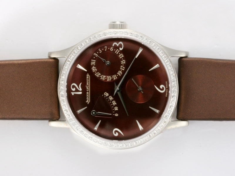 Jaeger-Lecoultre Diamond Bezel with Brown Dial and Strap Lady Size Montre
