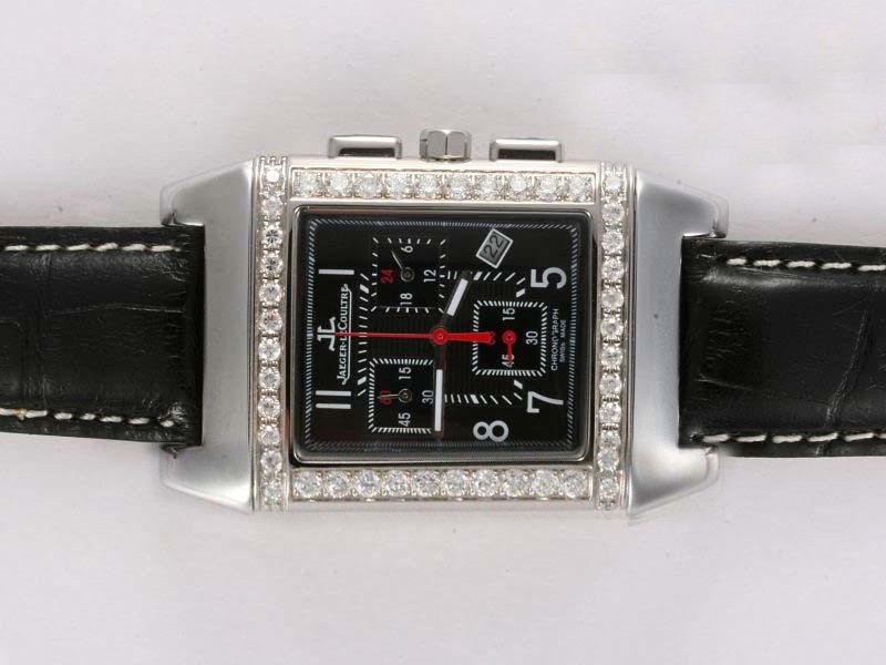 Jaeger-Lecoultre Diamond Bezel and Black Dial Montre