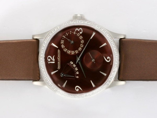 Jaeger-Lecoultre Diamond Bezel with Brown Dial and Strap Lady Size Montre