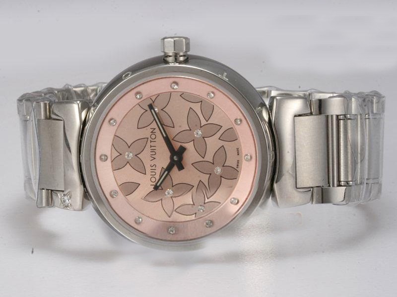Louis Vuitton Tambour Pink Dial Lady Model Montre