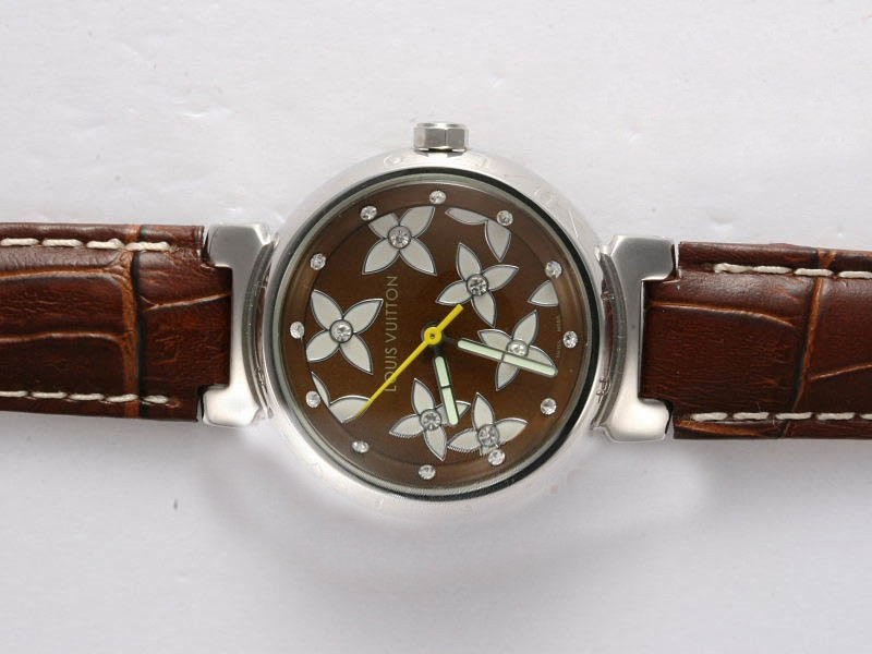 Louis Vuitton Tambour Brown Dial and Strap Lady Model Montre