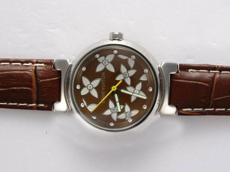 Louis Vuitton Tambour Brown Dial and Strap Lady Model Montre