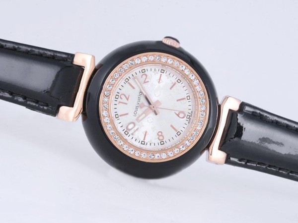 Louis Vuitton Lv277 Diamond Bezel and White Dial-Lady Size Montre