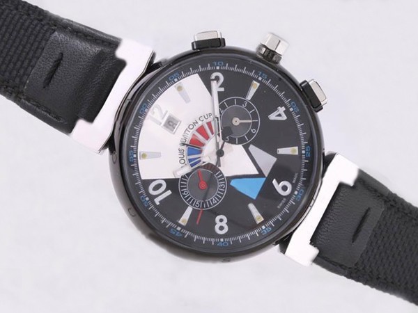 Louis Vuitton Cup Black Dial -Leather Strap Montre