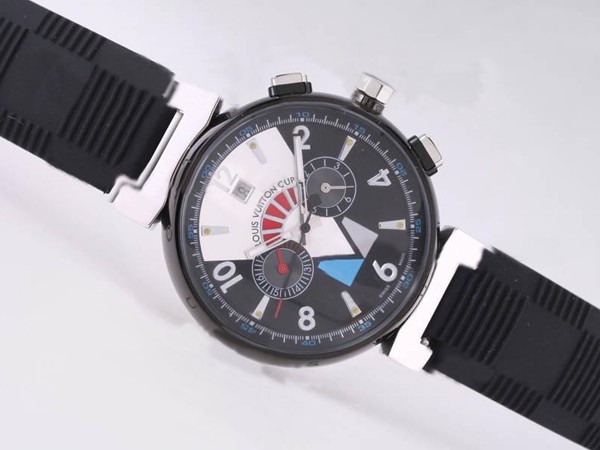 Louis Vuitton Cup Black Dial-Rubber Strap Montre