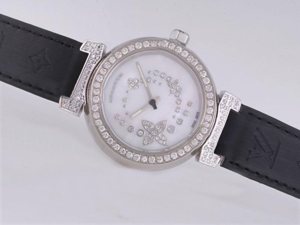 Louis Vuitton Tambour Diamond Bezel with MOP Dial Montre