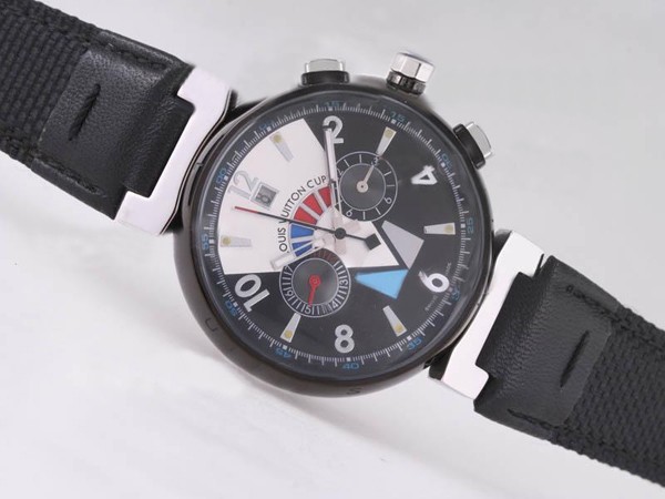 Louis Vuitton Cup PVD Case with Black Dial -Leather Strap Montre