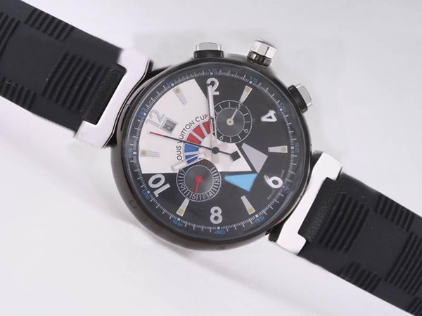 Louis Vuitton Cup PVD Case with Black Dial-Rubber Strap Montre