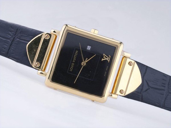 Louis Vuitton Classic Gold Case with Black Dial-Lady Size Montre