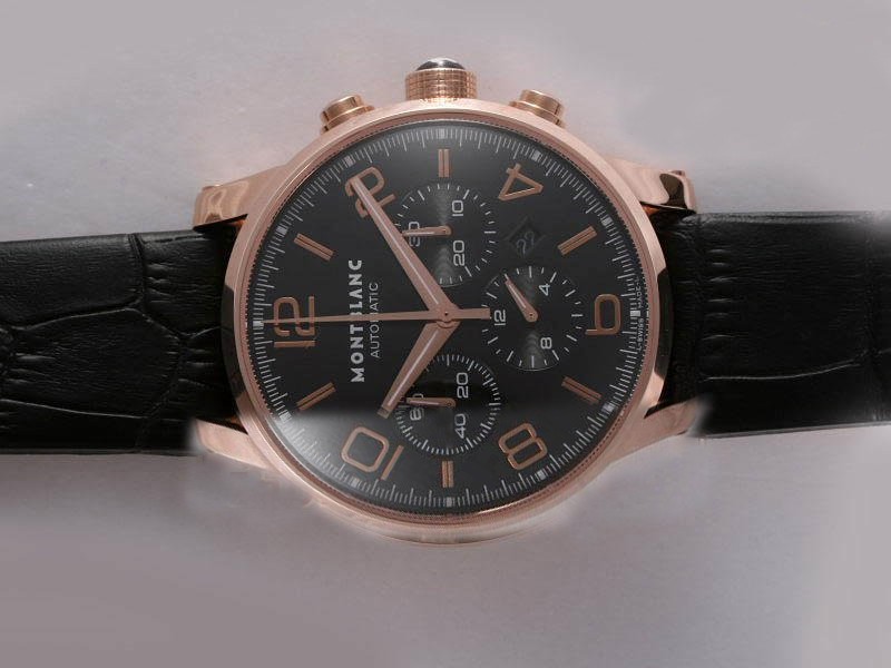 Montblanc Time Rose Gold Casing with Black Dial Montre