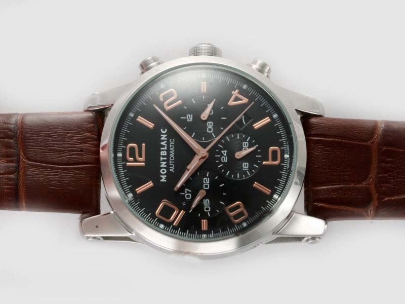 Montblanc Time Rose Gold Marking with Black Dial Same Chassis As 7750 Version-High Quality Montre