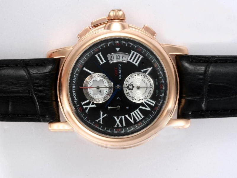 Montblanc Star Gold Casing with Black Dial Montre Montblanc Star Gold Casing with Black Dial Montre