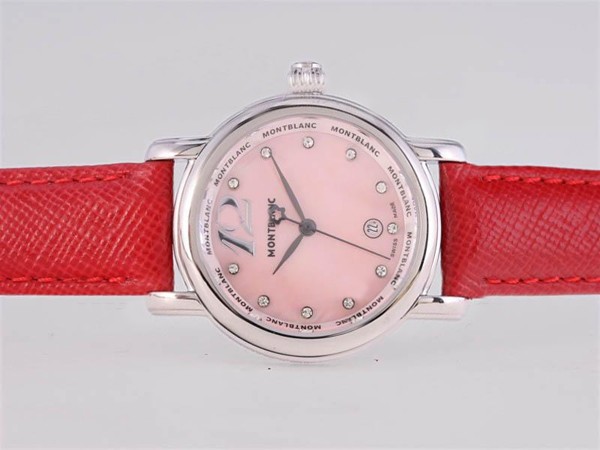 Montblanc Star Pink Dial and Red Strap-Lady Size Montre