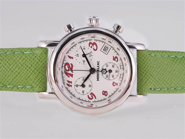 Montblanc Star White Dia and Green Strapl-Lady Size Montre Montblanc Star White Dia and Green Strapl-Lady Size Montre